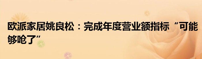 欧派家居姚良松:完成年度营业额指标“可能够呛了”