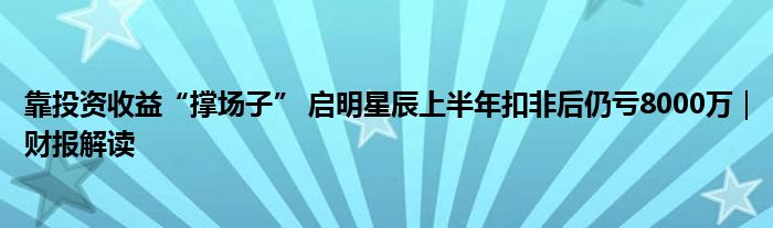 靠投资收益“撑场子” 启明星辰上半年扣非后仍亏8000万|财报解读