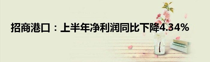 招商港口:上半年净利润同比下降4.34%