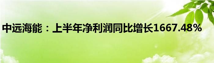 中远海能：上半年净利润同比增长1667.48%
