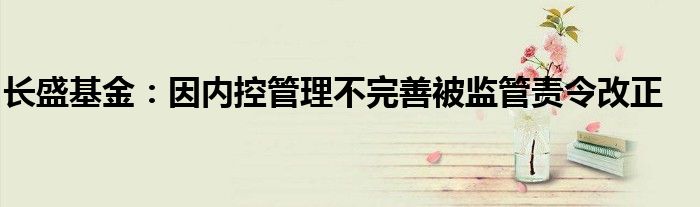 长盛基金:因内控管理不完善被监管责令改正