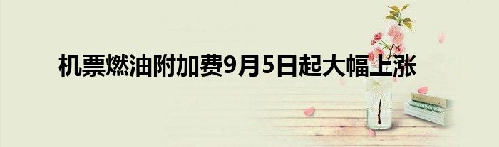 机票燃油附加费9月5日起大幅上涨