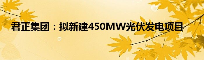 君正集团:拟新建450MW光伏发电项目