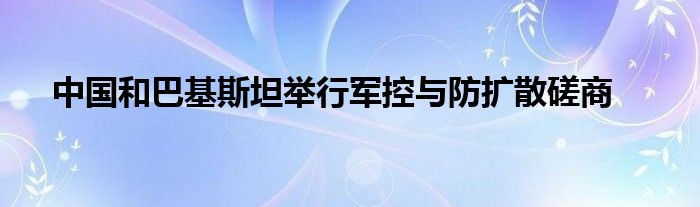 中国和巴基斯坦举行军控与防扩散磋商