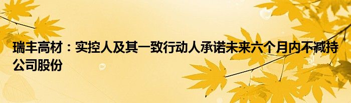 瑞丰高材:实控人及其一致行动人承诺未来六个月内不减持公司股份