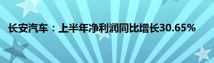 长安汽车：上半年净利润同比增长30.65%