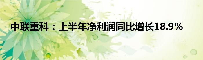 中联重科：上半年净利润同比增长18.9%