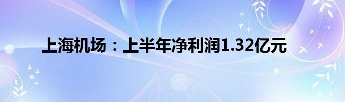 上海机场:上半年净利润1.32亿元