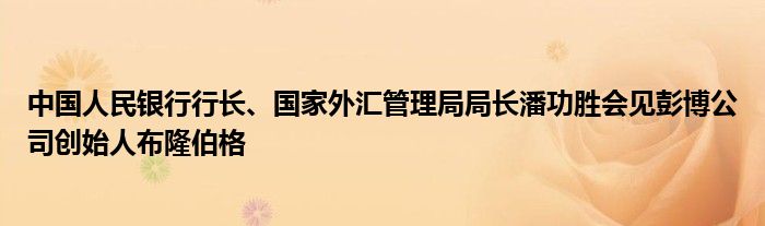 中国人民银行行长、国家外汇管理局局长潘功胜会见彭博公司创始人布隆伯格