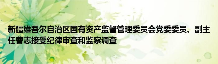 新疆维吾尔自治区国有资产监督管理委员会党委委员、副主任曹志接受纪律审查和监察调查