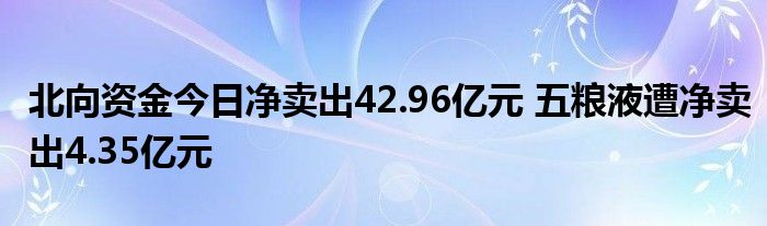 北向资金今日净卖出42.96亿元 五粮液遭净卖出4.35亿元