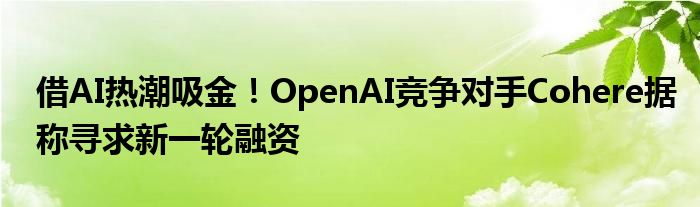 借AI热潮吸金!OpenAI竞争对手Cohere据称寻求新一轮融资