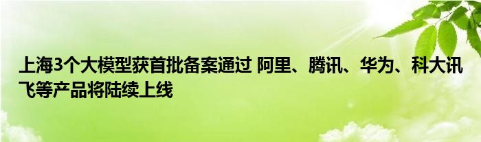 上海3个大模型获首批备案通过 阿里、腾讯、华为、科大讯飞等产品将陆续上线