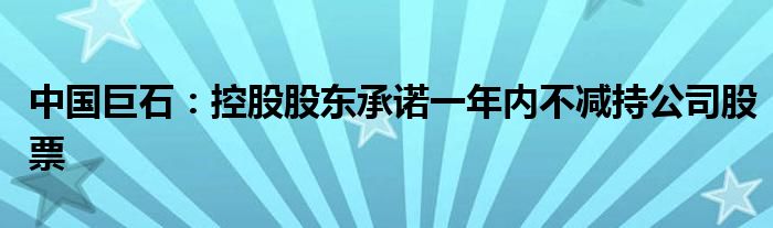 中国巨石:控股股东承诺一年内不减持公司股票