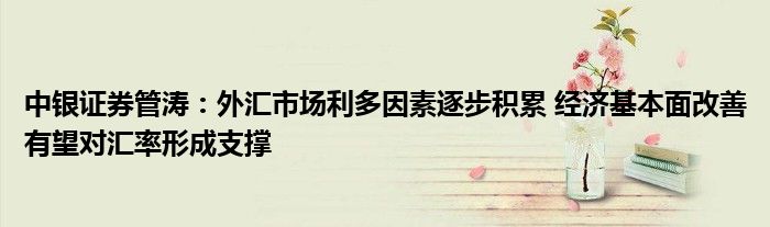 中银证券管涛:外汇市场利多因素逐步积累 经济基本面改善有望对汇率形成支撑