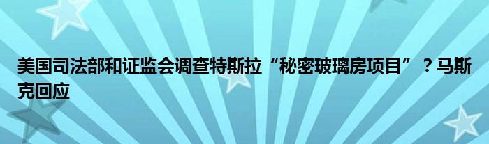 美国司法部和证监会调查特斯拉“秘密玻璃房项目”?马斯克回应