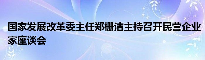 国家发展改革委主任郑栅洁主持召开民营企业家座谈会