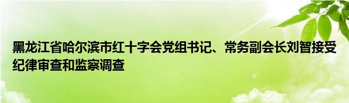 黑龙江省哈尔滨市红十字会党组书记、常务副会长刘智接受纪律审查和监察调查