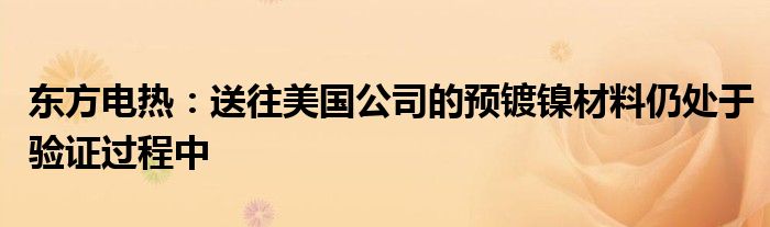 东方电热:送往美国公司的预镀镍材料仍处于验证过程中