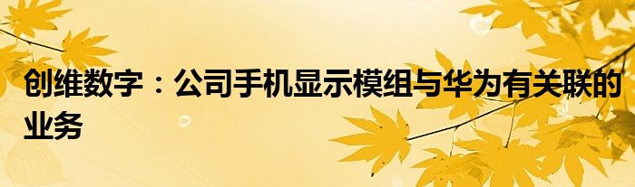 创维数字：公司手机显示模组与华为有关联的业务