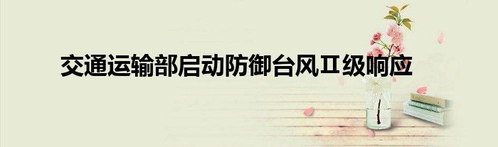 交通运输部启动防御台风Ⅱ级响应