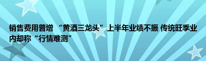 销售费用普增 “黄酒三龙头”上半年业绩不振 传统旺季业内却称“行情难测”