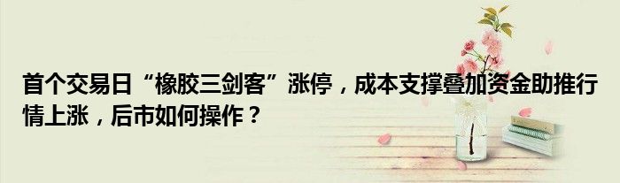 首个交易日“橡胶三剑客”涨停,成本支撑叠加资金助推行情上涨,后市如何操作?