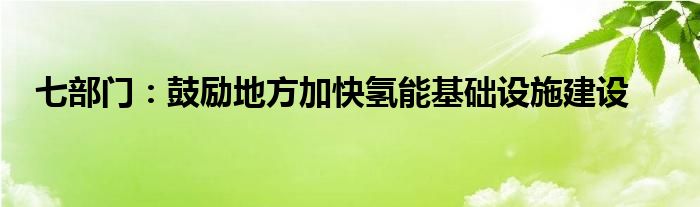 七部门：鼓励地方加快氢能基础设施建设