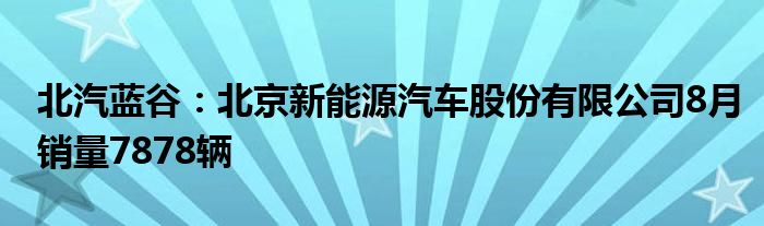 北汽蓝谷:北京新能源汽车股份有限公司8月销量7878辆