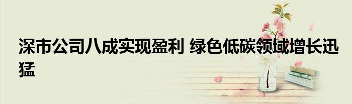 深市公司八成实现盈利 绿色低碳领域增长迅猛