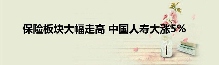 保险板块大幅走高 中国人寿大涨5%