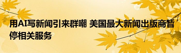 用AI写新闻引来群嘲 美国最大新闻出版商暂停相关服务