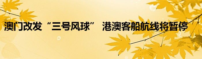 澳门改发“三号风球” 港澳客船航线将暂停