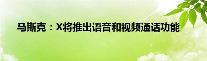 马斯克:X将推出语音和视频通话功能