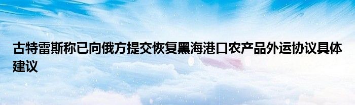 古特雷斯称已向俄方提交恢复黑海港口农产品外运协议具体建议