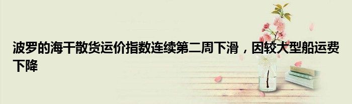 波罗的海干散货运价指数连续第二周下滑,因较大型船运费下降
