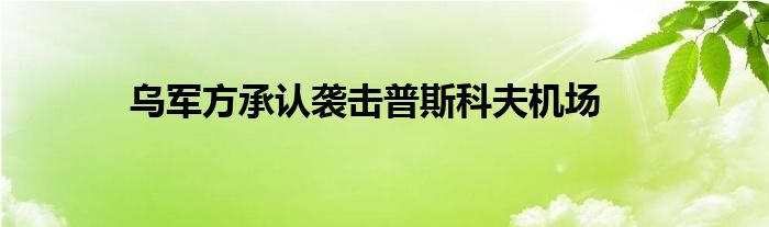 乌军方承认袭击普斯科夫机场