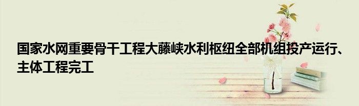 国家水网重要骨干工程大藤峡水利枢纽全部机组投产运行、主体工程完工