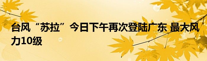 台风“苏拉”今日下午再次登陆广东 最大风力10级