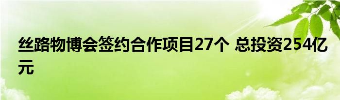 丝路物博会签约合作项目27个 总投资254亿元