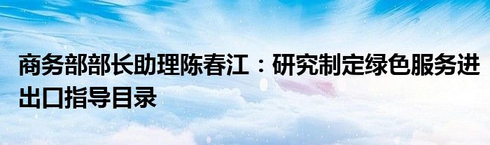 商务部部长助理陈春江:研究制定绿色服务进出口指导目录