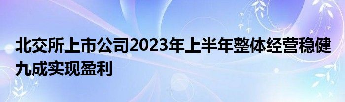 北交所上市公司2023年上半年整体经营稳健 九成实现盈利