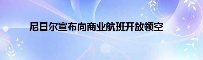 尼日尔宣布向商业航班开放领空