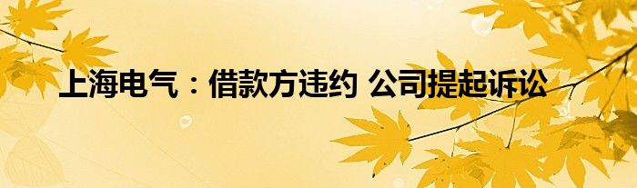 上海电气:借款方违约 公司提起诉讼