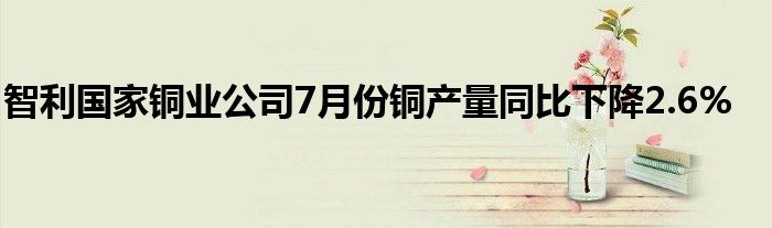 智利国家铜业公司7月份铜产量同比下降2.6%