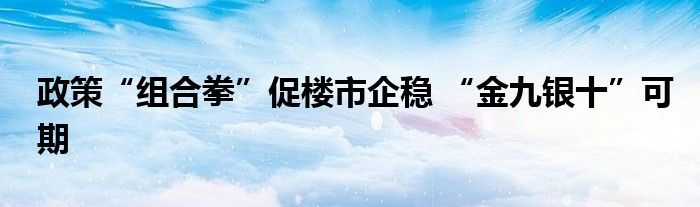 政策“组合拳”促楼市企稳 “金九银十”可期