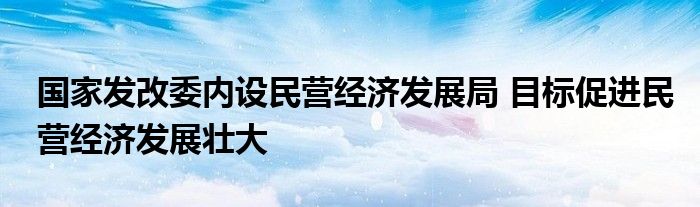 国家发改委内设民营经济发展局 目标促进民营经济发展壮大