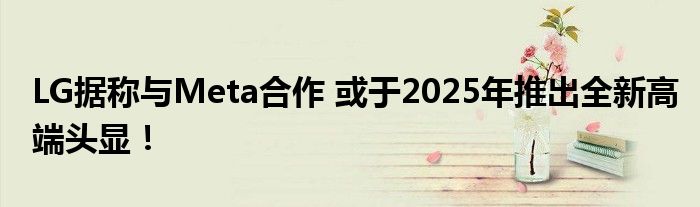 LG据称与Meta合作 或于2025年推出全新高端头显！