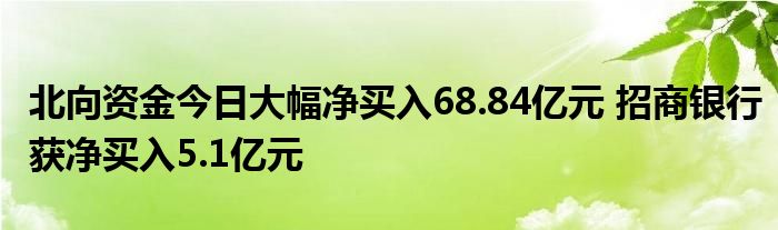 北向资金今日大幅净买入68.84亿元 招商银行获净买入5.1亿元