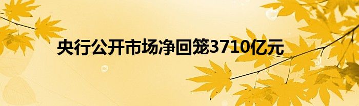 央行公开市场净回笼3710亿元